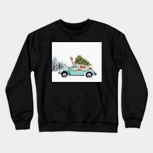 Funny Christmas zebra and giraffe, Animal adventures by car Crewneck Sweatshirt